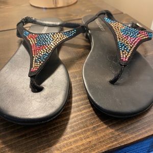 Embellished Black Sandals